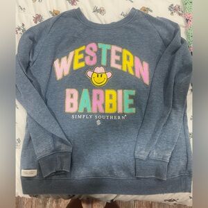 Simply Southern Blue Western Barbie Sweatshirt